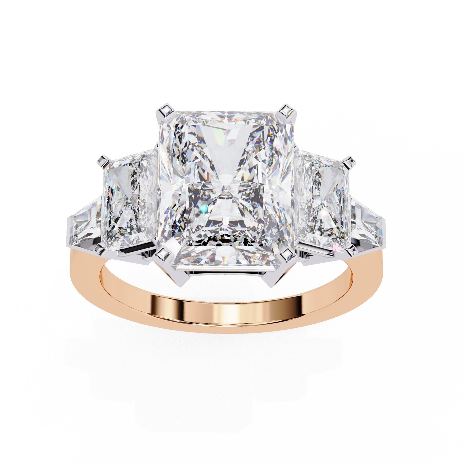 Radiant-Cut Three-Stone Diamond Ring